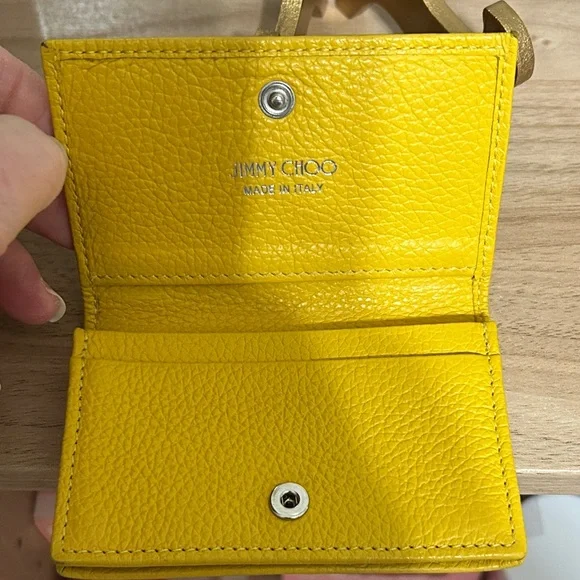 Jimmy Choo Yellow Card holder/Wallet with Silver Stars - Picture 5 of 8